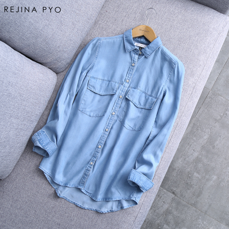 BIAORUINA Spring New Arrival Women Blue Cotton Denim Shirt Female Basic Solid Pockets Buttons Tops Y200109, Beige
BIAORUINA Spring New Arrival Women Blue Cotton Denim Shirt Female Basic Solid Pockets Buttons Tops Y200109, Beige