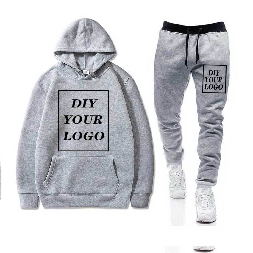 Mens Sets Sportswear Thick HoodiePants DIY Sport Suits Casual Sweatshirts Tracksuit Male Sportswear Gyms Fitness trouser 201118
