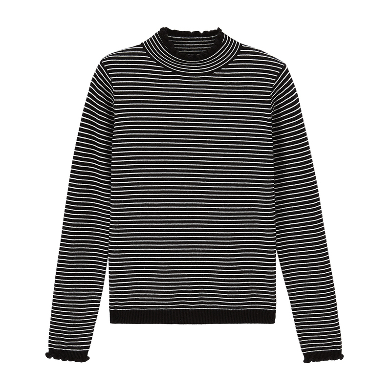 INMAN Winter Arrivals Women's Striped Sweater long sleeve Slim Half High Collar Knitwear 201223
