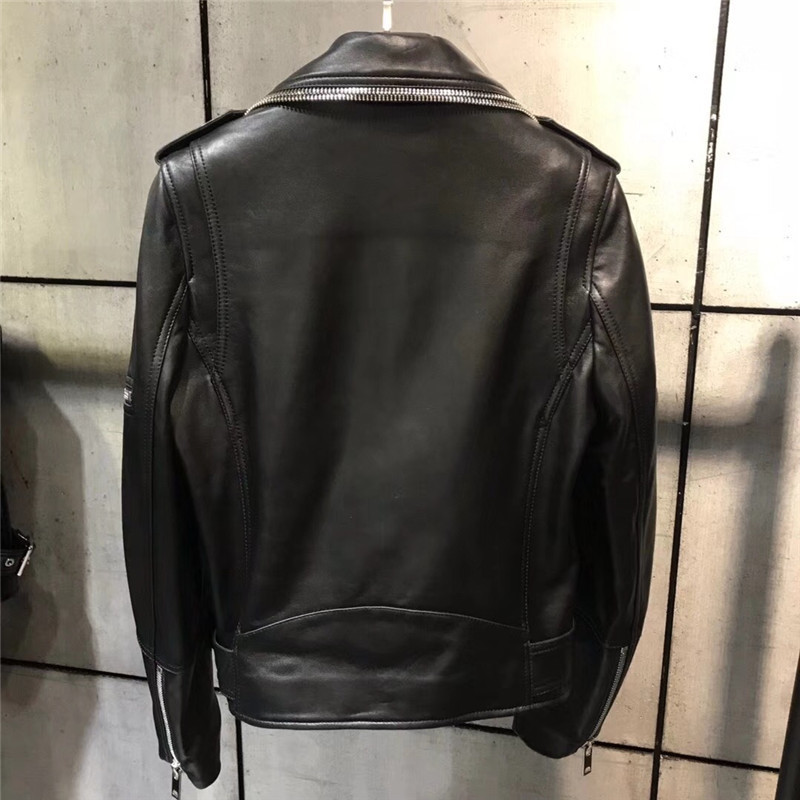 ladies real leather jacket women quality genuine leather jacket moto&biker leather jacket 201030