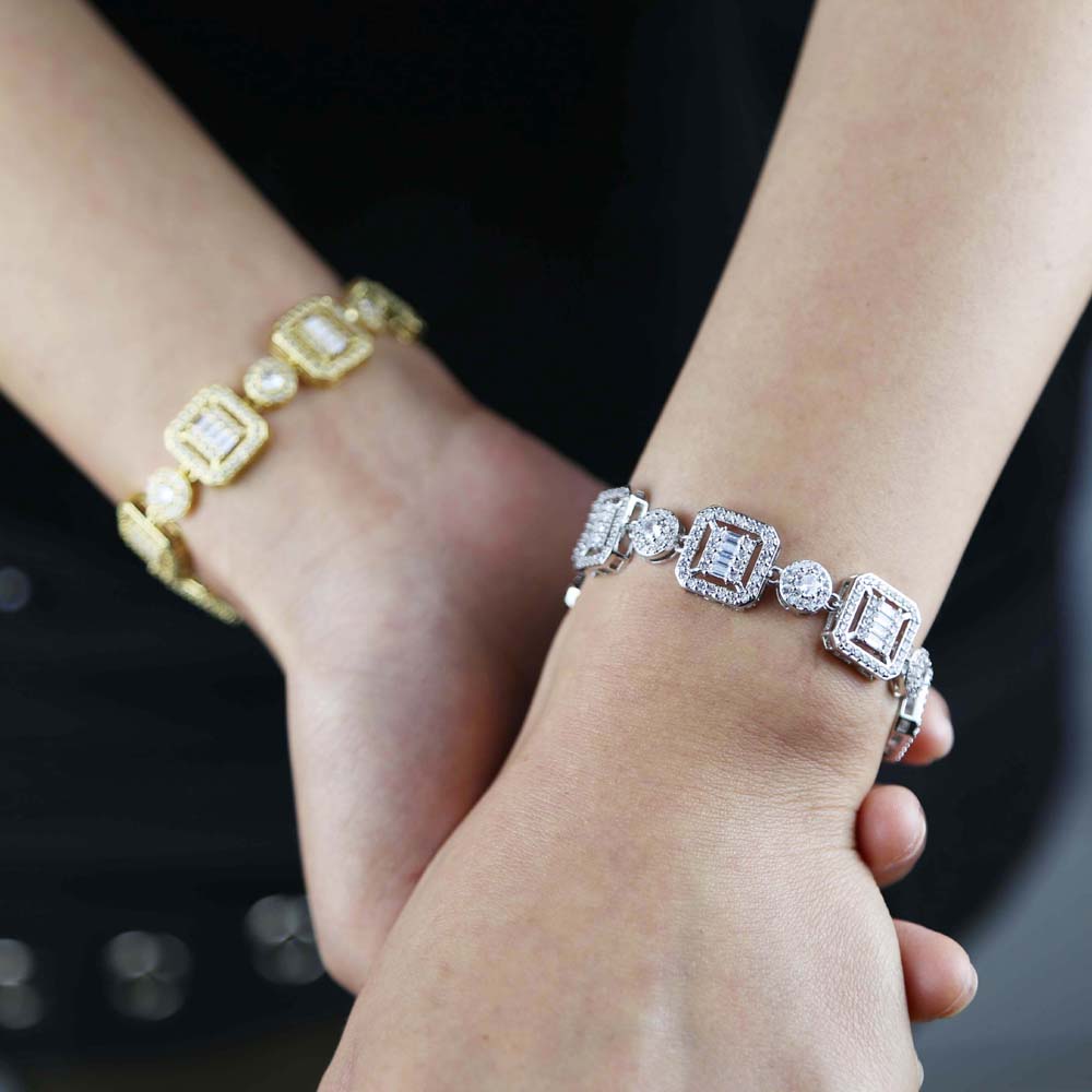 Iced Out Bling CZ Cluster Tennis Chain Bracelet For Women Men Boy Fashion Sparking 5A Cubic Zirconia Wedding Party Gift Jewelry