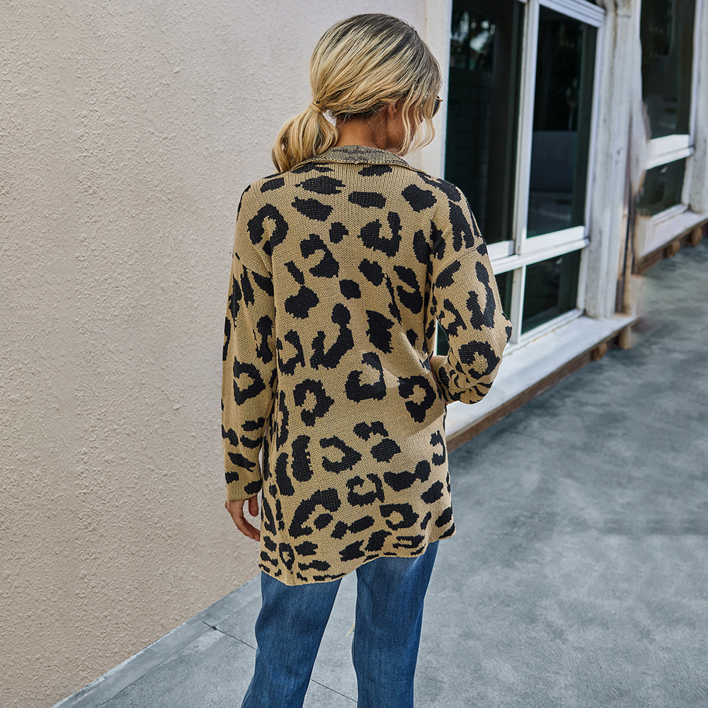 Long Jacket Women Coat Fashion Autumn Winter Clothes Vintage Ladies Leopard Print Windbreaker Cardigan Jackets Outwear Fall 201029