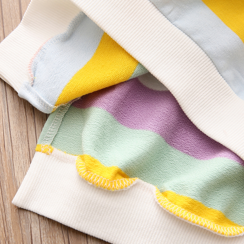 Spring Autumn Fashion 2 3 4 6 7 8 9 10 11 12 Years Children Cotton Colorful Stripe Sweatshirts For Kids Baby Girls 220309