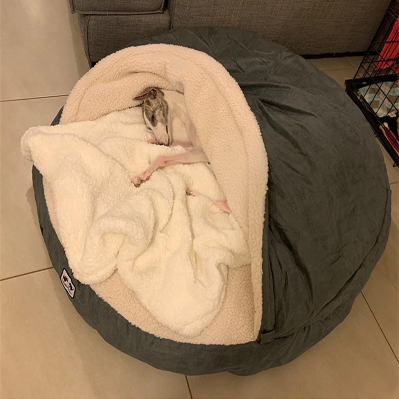 Winter Products Dog Cave Bed Pet House Pad Soft Kennel Dogs Home Nest Washable Nest Pet Cave Warm Sleeping Mats Kennel, Dark gray 
Winter Products Dog Cave Bed Pet House Pad Soft Kennel Dogs Home Nest Washable Nest Pet Cave Warm Sleeping Mats Kennel, Dark gray