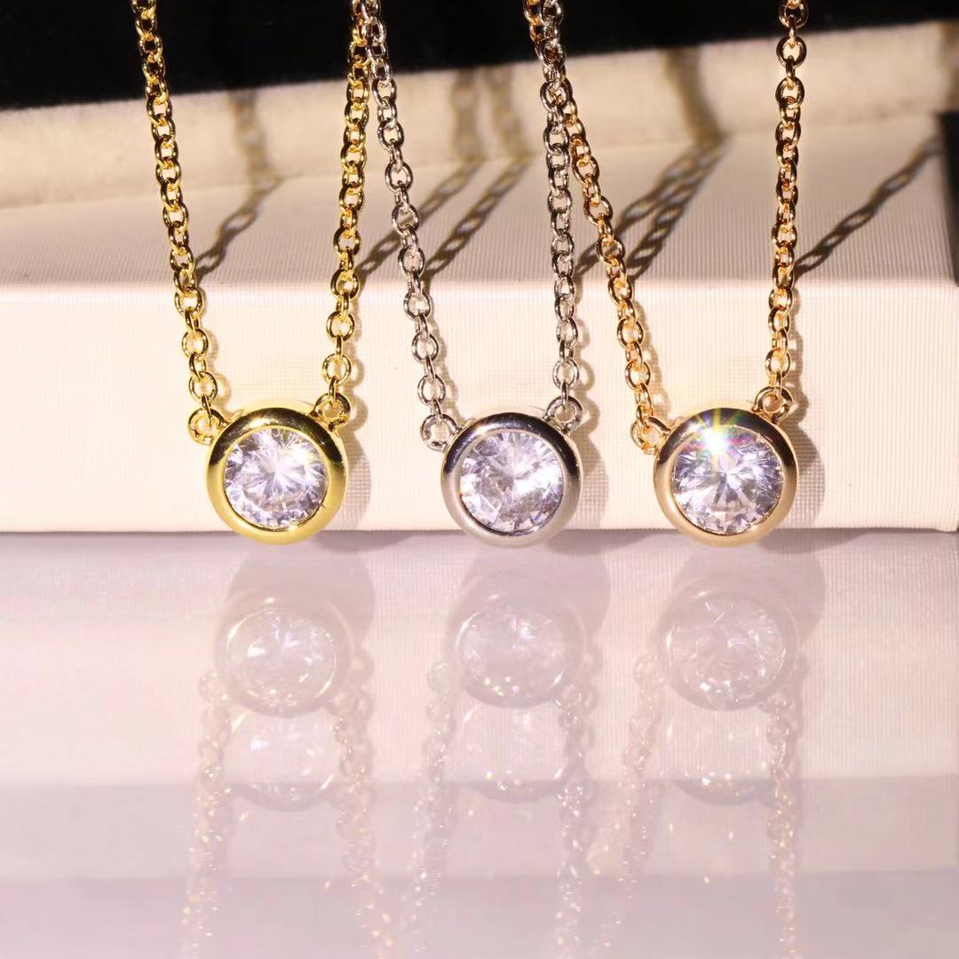 fashion necklace women single white diamond necklaces whole designer jewelry womens Stainless Steel clavicle chain Heart heali4812