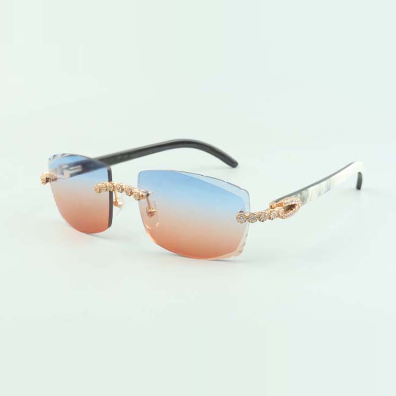 Bouquet Dia buffs Sunglasses 3524015 with Natural mixed buffalo horn glasses and cut Lens 3.0 Thickness