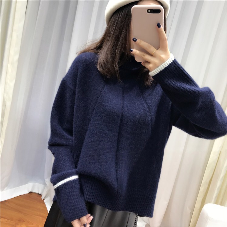 Women Sweaters Winter New Woman Double Thickening Loose Turtleneck Cashmere Jumper Female Long Sleeve Casual Knit Pullover 201204, Navy blue
Women Sweaters Winter New Woman Double Thickening Loose Turtleneck Cashmere Jumper Female Long Sleeve Casual Knit Pullover 201204, Navy blue