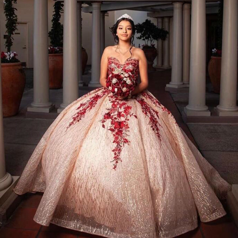 Sweetheart Champagne Quinceanera Dresses Sequin Lace Princess Girl Sweet 16 Ball Gown Vestido De Festa Sparkles Debutante Gowns, White
Sweetheart Champagne Quinceanera Dresses Sequin Lace Princess Girl Sweet 16 Ball Gown Vestido De Festa Sparkles Debutante Gowns, White
