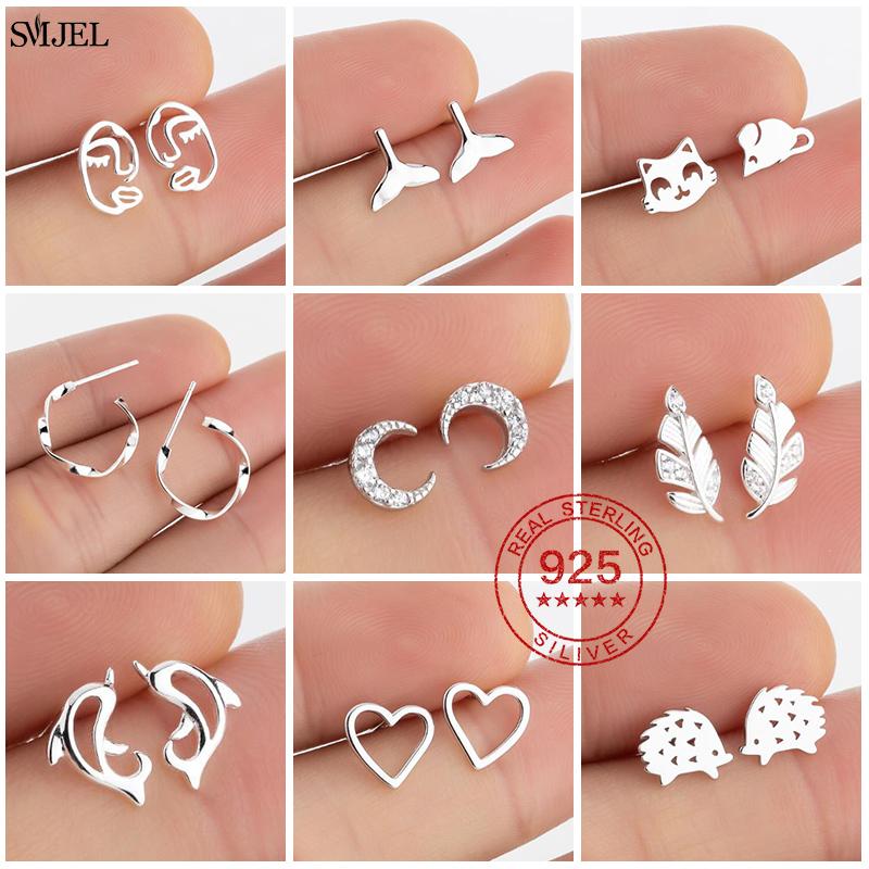 Stud Multiple 925 Sterling Silver Earrings For Women Bohemian Leaves Moon Heart Mouse Bee Sterling-silver-jewelry Pendientes 
Stud Multiple 925 Sterling Silver Earrings For Women Bohemian Leaves Moon Heart Mouse Bee Sterling-silver-jewelry Pendientes