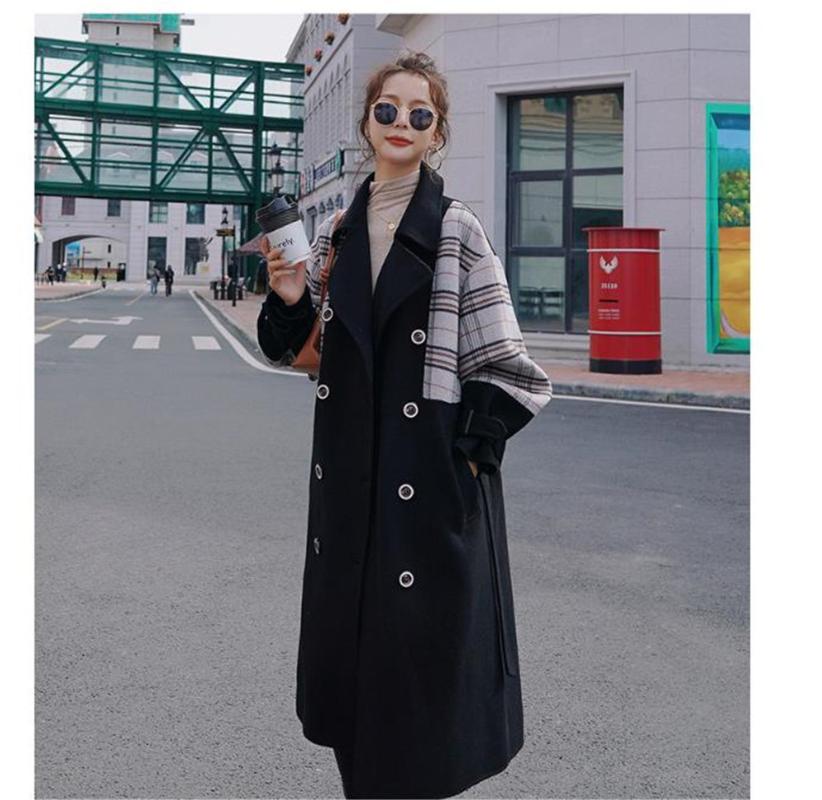 Hepburn Style Long Coat Women Double Breasted Plaid Printed Patchwork Casual Jacket ThIcken Fashion Korean Wind Femlae Outerwear, Black
Hepburn Style Long Coat Women Double Breasted Plaid Printed Patchwork Casual Jacket ThIcken Fashion Korean Wind Femlae Outerwear, Black