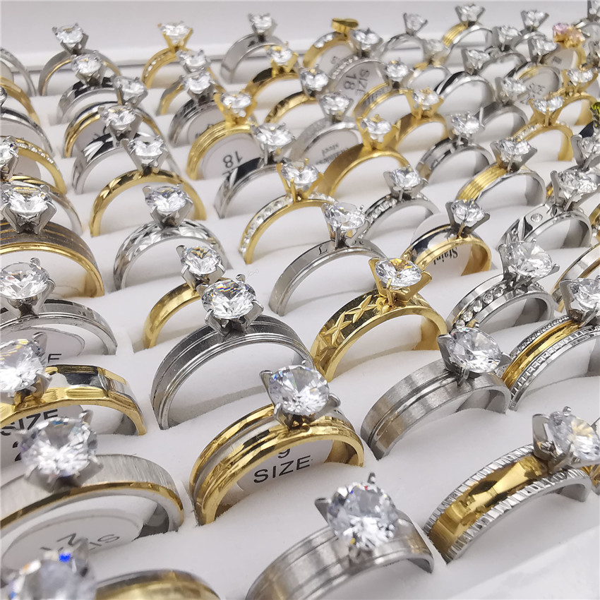 50pcs / Pack Rose Gold Silver Crystal Stone Engagement Ring Fashion Cubic Zirconia Women's Ring Jewelry
50pcs / Pack Rose Gold Silver Crystal Stone Engagement Ring Fashion Cubic Zirconia Women's Ring Jewelry