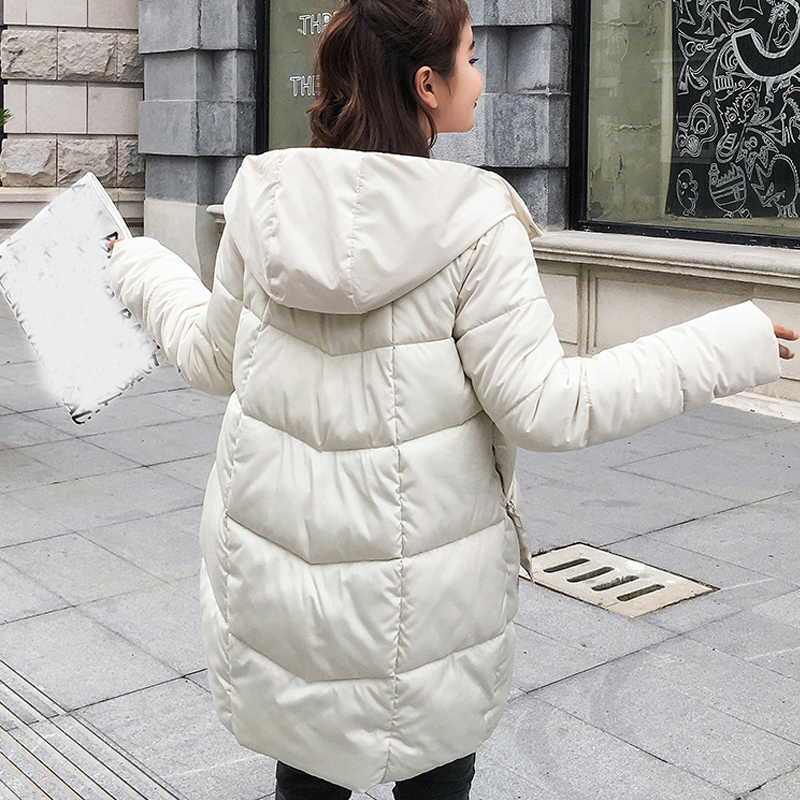 winter parka mujer Korean style long jacket women thick solid plus size loose hooded warm coat femme casual giacca donna 201031