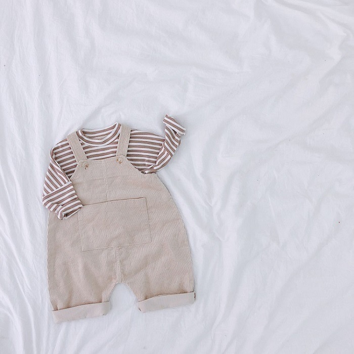 Spring Autumn Korean style baby boys girls fashion corduroy loose overalls infant kids casual all-match suspender trousers LJ201019