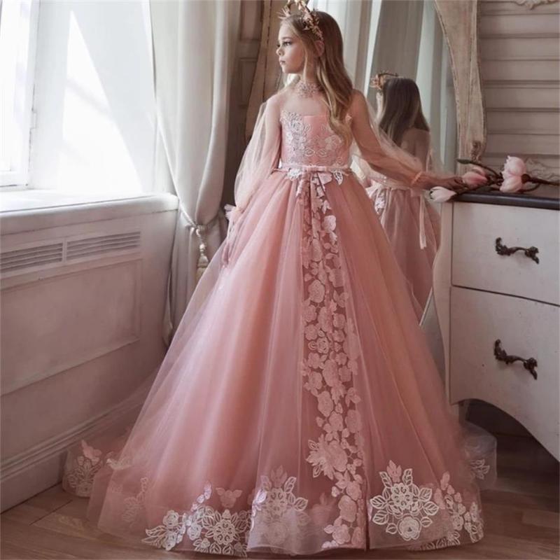 Pink Flower Girl Dresses For Wedding High Neck Lace Appliqued Rhinestone Kids Pageant Gowns Sweep Train Tulle Girls Prom Dress, Champagne
Pink Flower Girl Dresses For Wedding High Neck Lace Appliqued Rhinestone Kids Pageant Gowns Sweep Train Tulle Girls Prom Dress, Champagne