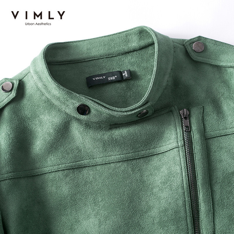 Vimly Streetwear Women Jacket Spring Autumn Fashion Stand Collar Zipper Solid Pockets Slim Casual Female Short Overcoat F3591 201017