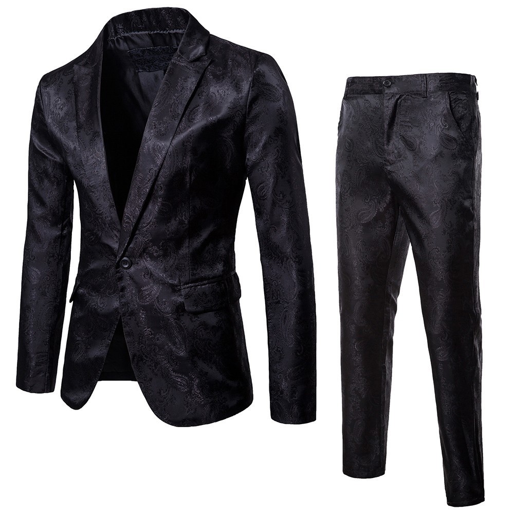 NEW Mens Suit Business Wedding Party Costume Blazer Suit Formal Slim Fit Jacket Coat & Pants 2pcs/Set Pure Color Clothes#Z 201105