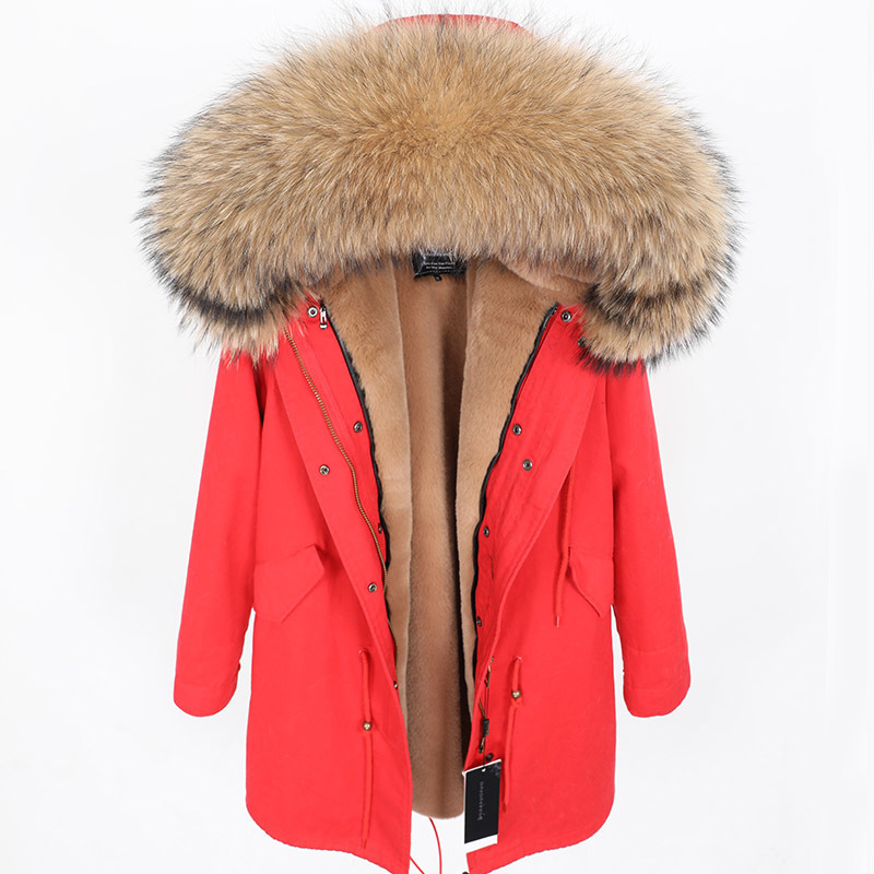 MAOMAOKONG new Real raccoon fur collar coat women's clothing Long thick warm coat female winter coat parkas Women's jacket 201019