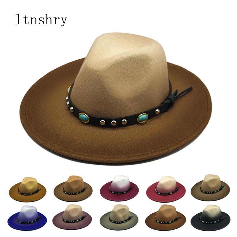2020 Autumn Winter fashion gradient Wool Felt Fedora Hats with Thin Belt Buckle Men Women Large Brim Panama Trilby Jazz Cap, 11
2020 Autumn Winter fashion gradient Wool Felt Fedora Hats with Thin Belt Buckle Men Women Large Brim Panama Trilby Jazz Cap, 11