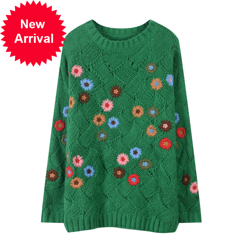Women's sweater sweaters hot autumn embroidered neck long casual sleeve clothes sweet C-361 fashion style, Green
Women's sweater sweaters hot autumn embroidered neck long casual sleeve clothes sweet C-361 fashion style, Green