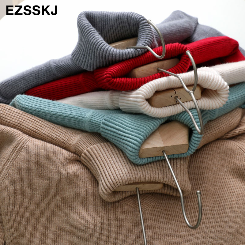 casual Autumn Winter Basic THICK HIGHNECK Sweater pullovers Women loose Knit Pullover female Long Sleeve Khaki Sweater 201017