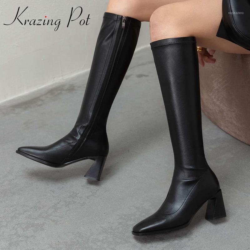 Krazing Pot square toe high heel winter shoes European style simple design solid young lady keep warm basic knee-high boots L8f01, Black2
Krazing Pot square toe high heel winter shoes European style simple design solid young lady keep warm basic knee-high boots L8f01, Black2