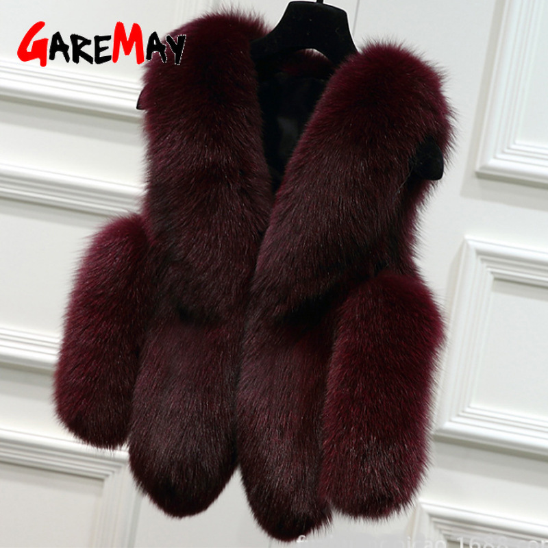 Faux Fur Coat Winter Fur Vest For Women Warm short waistcoat female casual loose Fur jacket sleeveless Women's Coat Vests 201211