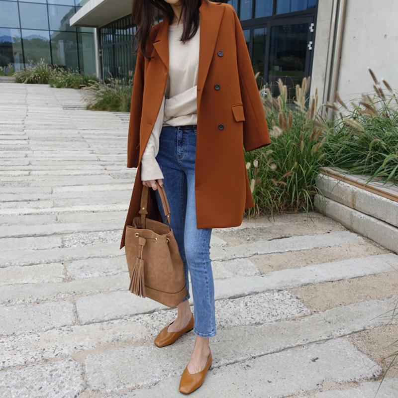 Spring and Autumn new casual large size long-sleeved suit double-breasted women's Korean straight coat tide
Spring and Autumn new casual large size long-sleeved suit double-breasted women's Korean straight coat tide