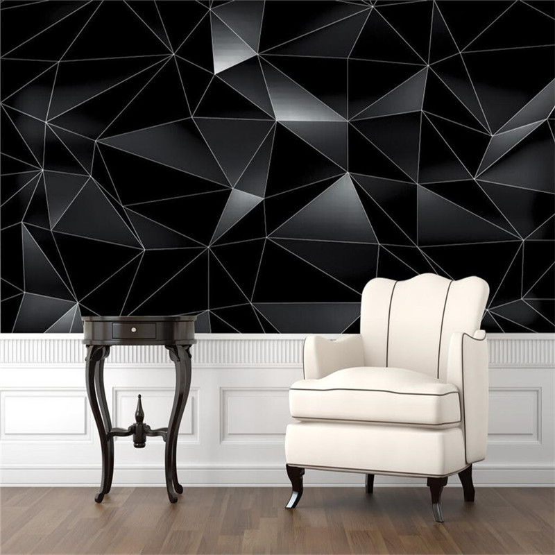 Custom Modern Abstract 3D Black Geometric Photo Wall Paper Room 3d Wallpapers