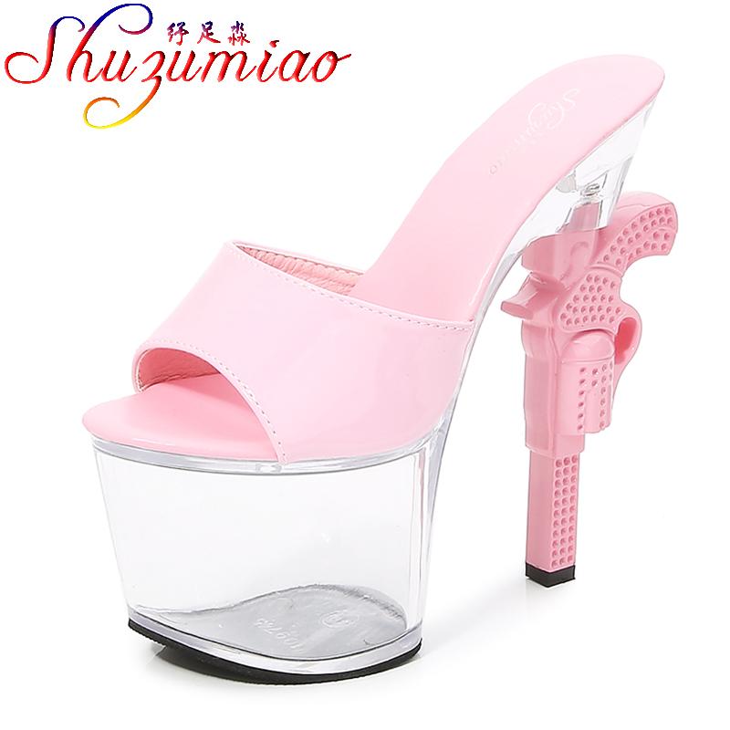 Shuzumiao Sexy Gun Heel Slippers Women Patent Leather Women Shoes 2021 Summer New Outside Slides Transparent Platform High Heels, As picture shown
Shuzumiao Sexy Gun Heel Slippers Women Patent Leather Women Shoes 2021 Summer New Outside Slides Transparent Platform High Heels, As picture shown