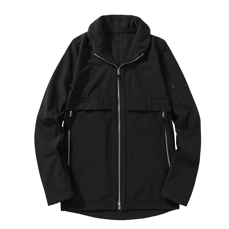 brand Outerwear Autumn style imported fabric lapel soft fashion jacket thickened Plush mens Zipper Overcoat European and American trends