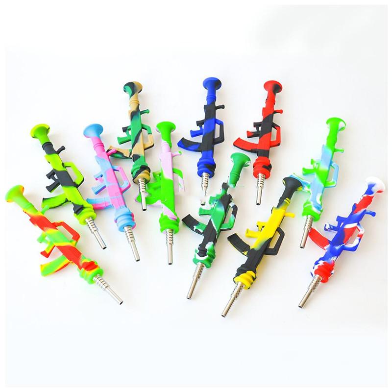 10inch AK47 silicone nectar collector kit Portable Smoking Pipe with with 14mm steel nail Oil Rigs pipe for wax
10inch AK47 silicone nectar collector kit Portable Smoking Pipe with with 14mm steel nail Oil Rigs pipe for wax