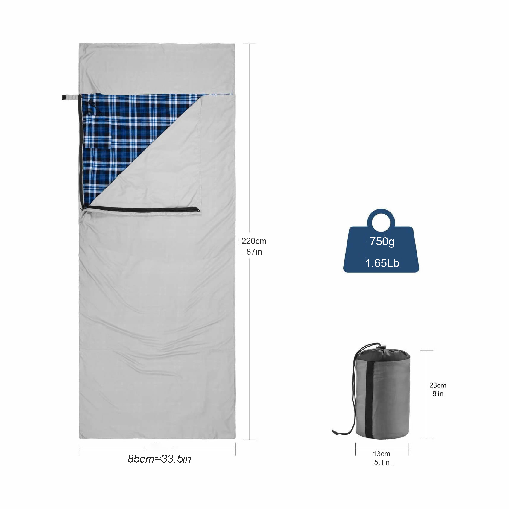 Flannel Heating Sleeping Bags Liner Ultralight Outdoor Camping Travelling Winter Heated Sleeping Bag Liner with compression bag
