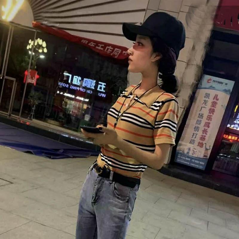 Women's clothes fast hand net red with short sleeve lapels ice silk knitted striped short sleeve shirt t-shirt, Khaki
Women's clothes fast hand net red with short sleeve lapels ice silk knitted striped short sleeve shirt t-shirt, Khaki