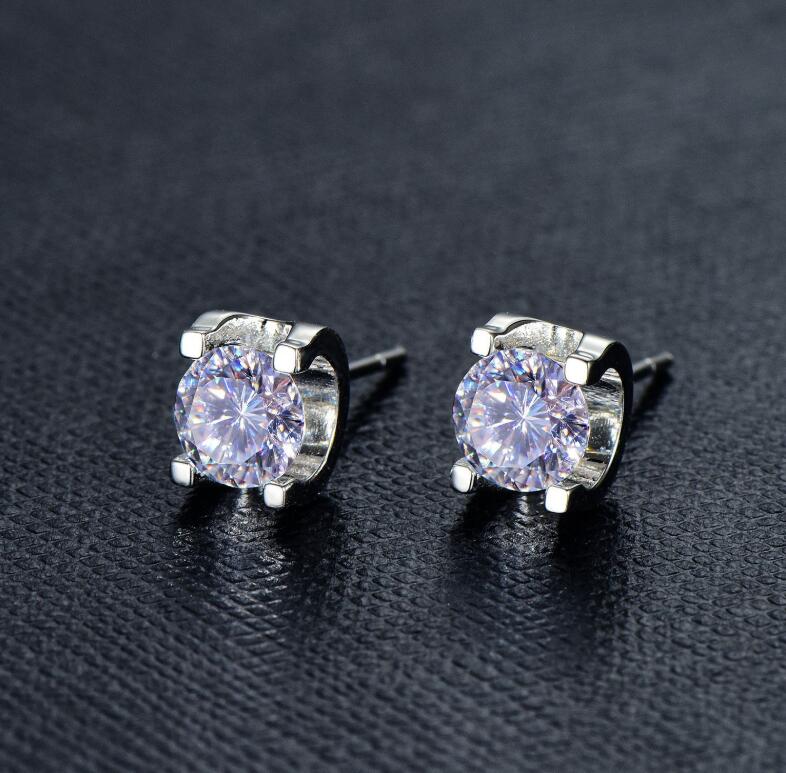 Sterg Sier S 2CT Moissanite Dia Earring Wedding Engagement Earrings Eent Cut Snow Round Hip Hop