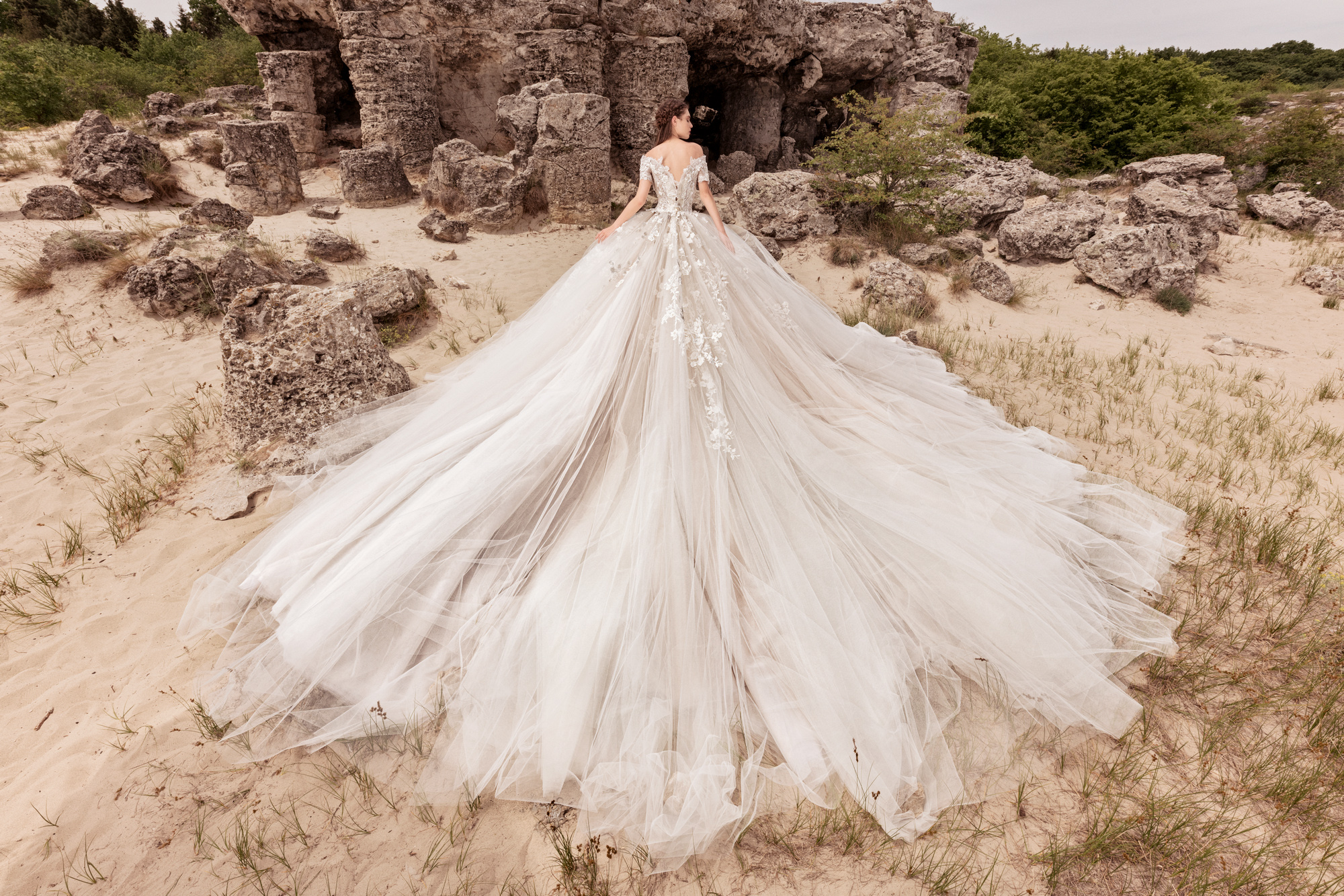 Elegant Dresses 3D Floral Appliques Off Shoulder Bridal Dress Ball Gown Country Wedding Vestidos De Novia