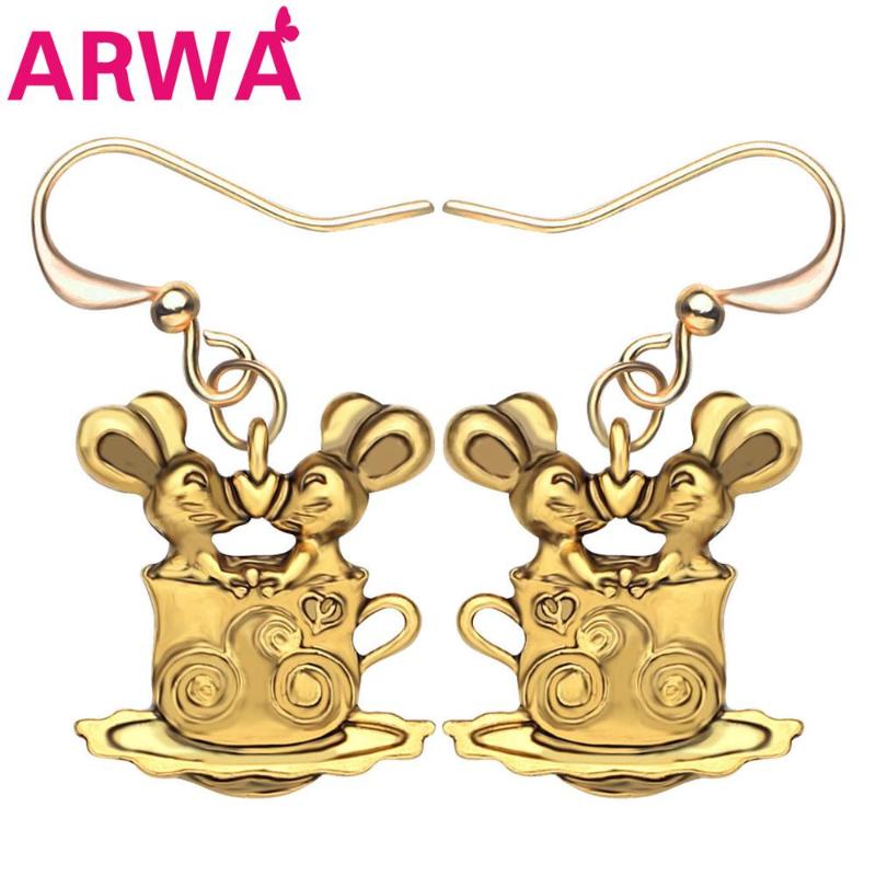 Dangle & Chandelier ARWA Alloy Antique Gold Plated Double Sweet Cup Mouse Rat Earrings Drop Party Jewelry For Women Young Girl Charm Gift
Dangle & Chandelier ARWA Alloy Antique Gold Plated Double Sweet Cup Mouse Rat Earrings Drop Party Jewelry For Women Young Girl Charm Gift