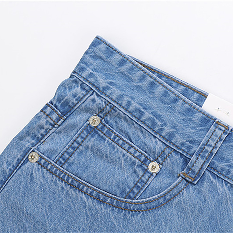 New 100% Cotton Summer Thin Cool Men Jeans Baggy Blue Trousers Cotton Casual Male High Waist Washed Denim Pants 201123