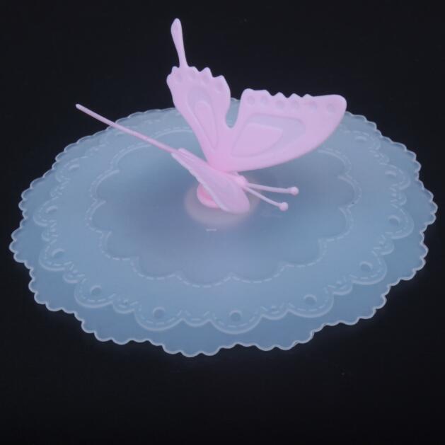 cute butterfly silicone cup cover lids leakproof coffee tea suction lid cap airtight seal cup covers kitchen tools1606963