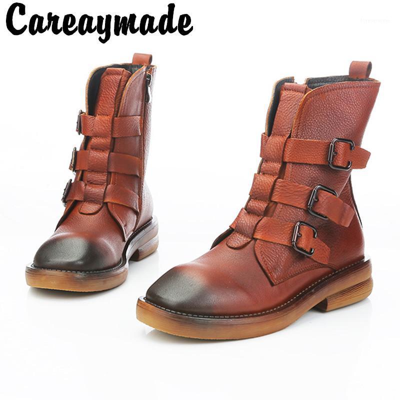 Careaymade-New Genuine leather retro women's boots side zipper boots handmade belt buckle mid tube bare single1, Black
Careaymade-New Genuine leather retro women's boots side zipper boots handmade belt buckle mid tube bare single1, Black