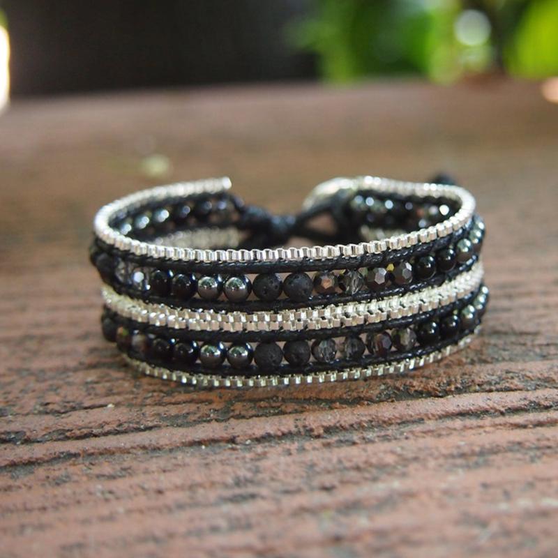 Round Lava Stone Beads Wrap Bracelet for Women Stainless Steel Chains Multi Rows Crystals Hematite Onyx Beaded Bracelets Boho
Round Lava Stone Beads Wrap Bracelet for Women Stainless Steel Chains Multi Rows Crystals Hematite Onyx Beaded Bracelets Boho