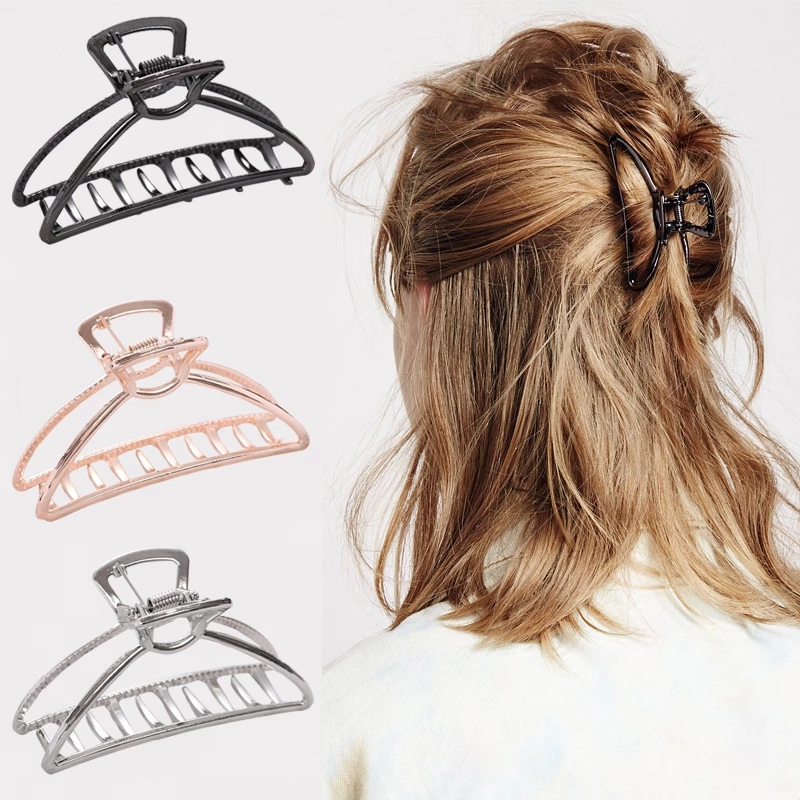 Women Girls Geometric Hair Claw Clamps Metal Hair Crab Moon Shape Hairs Claw Clip Solid Color Hairpin Large Size Hair Accessories 0603
Women Girls Geometric Hair Claw Clamps Metal Hair Crab Moon Shape Hairs Claw Clip Solid Color Hairpin Large Size Hair Accessories 0603