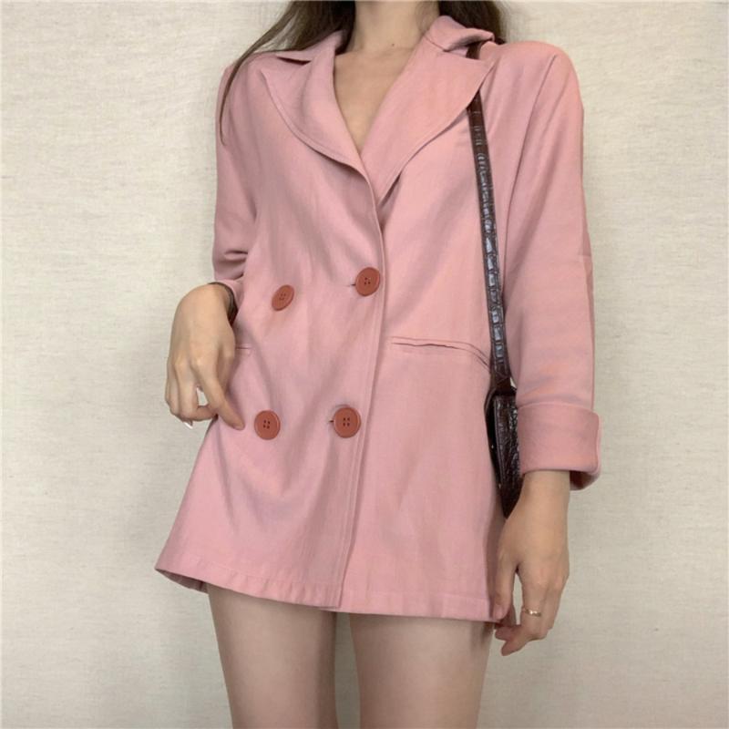 2021 Spring New Korea Style Loose Ladies Office Coat Neck Double Breasted Pink Jacket Casual Suits Outwear QZ940
2021 Spring New Korea Style Loose Ladies Office Coat Neck Double Breasted Pink Jacket Casual Suits Outwear QZ940