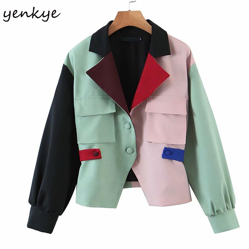 Autumn Women Hit Color Cropped Blazer Long Sleeve Notched Collar Vintage Oversize Suit Jacket Streetwear Chic Outerwear, As pic
Autumn Women Hit Color Cropped Blazer Long Sleeve Notched Collar Vintage Oversize Suit Jacket Streetwear Chic Outerwear, As pic
