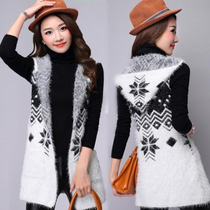 #1208 Autumn Pattern Mohair Wool Long Knitted Vest Women Hooded Kimono Coat Sleeveless Knit Vest Slim Plus Size Waistcoat Female, White
#1208 Autumn Pattern Mohair Wool Long Knitted Vest Women Hooded Kimono Coat Sleeveless Knit Vest Slim Plus Size Waistcoat Female, White