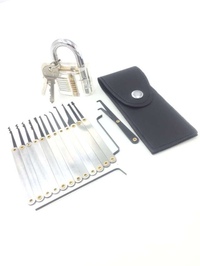 15pcs Unlocking Lock Pick Tool Hook Lock Picks Locksmith Tools + 5pcs Lock Picking Tools Sets with Transparent Practice Padlock Locks
15pcs Unlocking Lock Pick Tool Hook Lock Picks Locksmith Tools + 5pcs Lock Picking Tools Sets with Transparent Practice Padlock Locks