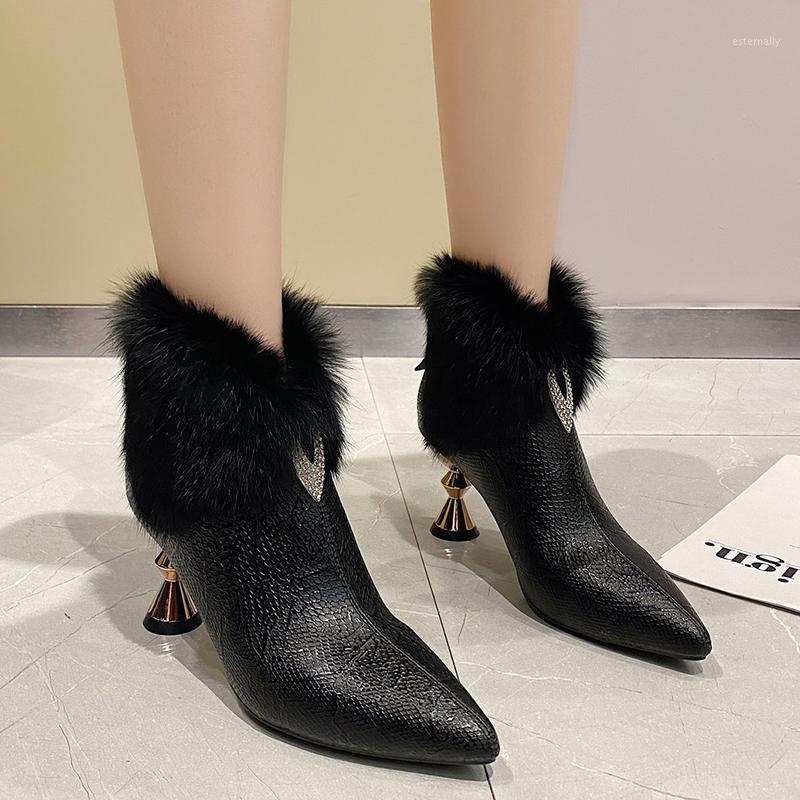 Lucyever Fluffy Faux Fur Tetal Thin Heels Boots Women Shiny Crystal Pointed Toe Ankle Boots Woman Winter Warm Short Plush Shoes1, Green
Lucyever Fluffy Faux Fur Tetal Thin Heels Boots Women Shiny Crystal Pointed Toe Ankle Boots Woman Winter Warm Short Plush Shoes1, Green