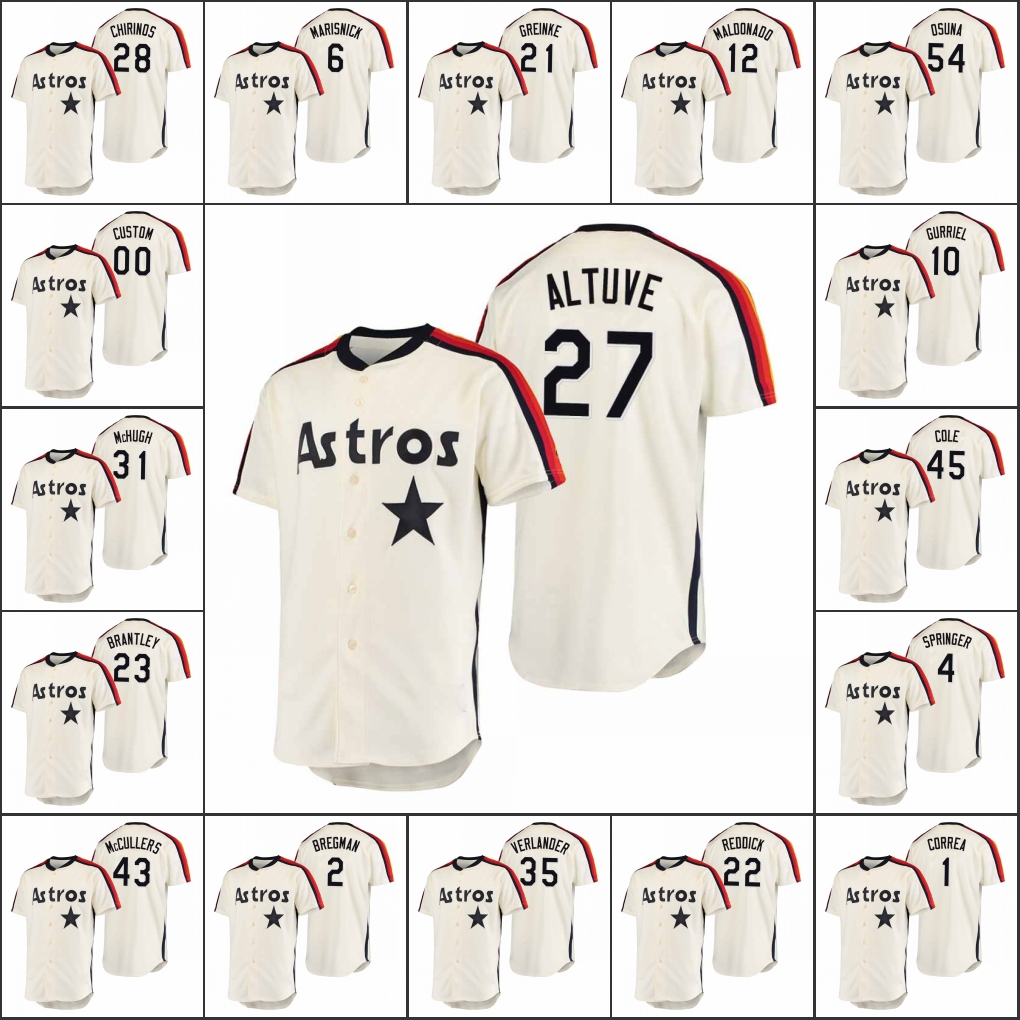 Houston Astros Men #4 George Springer 2 Alex Bregman 27 Jose Altuve Women Youth Custom Cream Oilers vs. Astros Collection Jersey
Houston Astros Men #4 George Springer 2 Alex Bregman 27 Jose Altuve Women Youth Custom Cream Oilers vs. Astros Collection Jersey