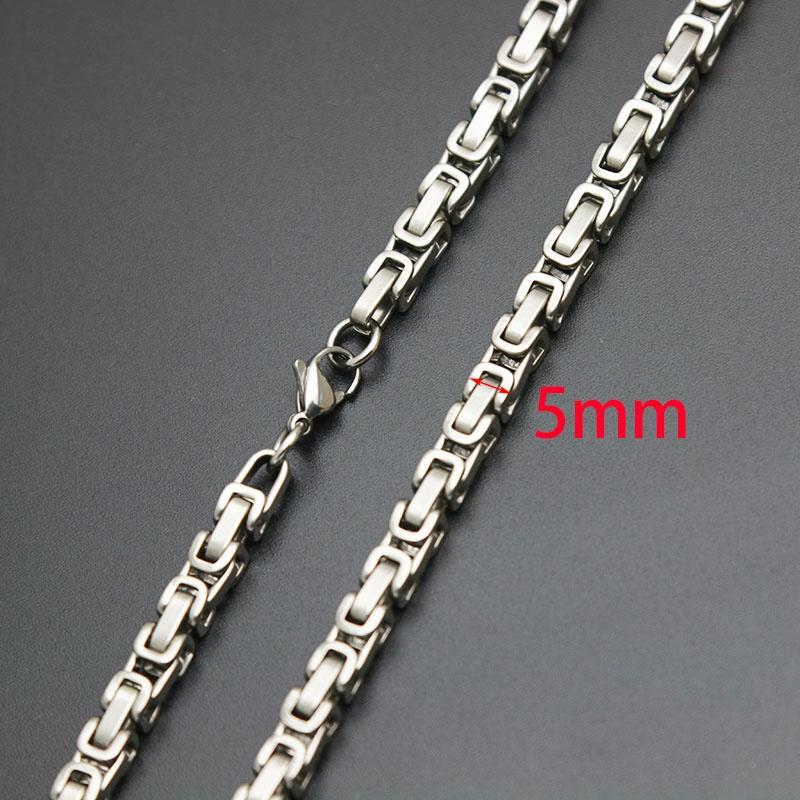 Mens 4mm 5mm Sier Tone 316 Stainless Steel Byzantine Box Link Necklace Chain Free shipping Free shipping