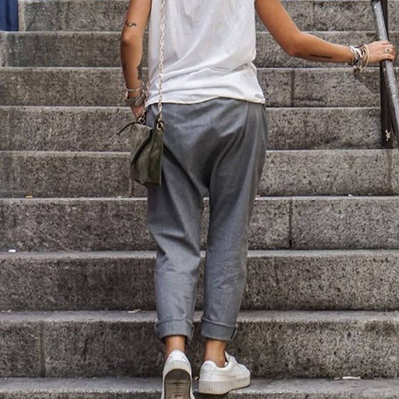 Women Cotton Blend Pants Oversized Autumn Casual Pant Loose Lady Cotton Pant Solid Color Female Harem Pants 201111