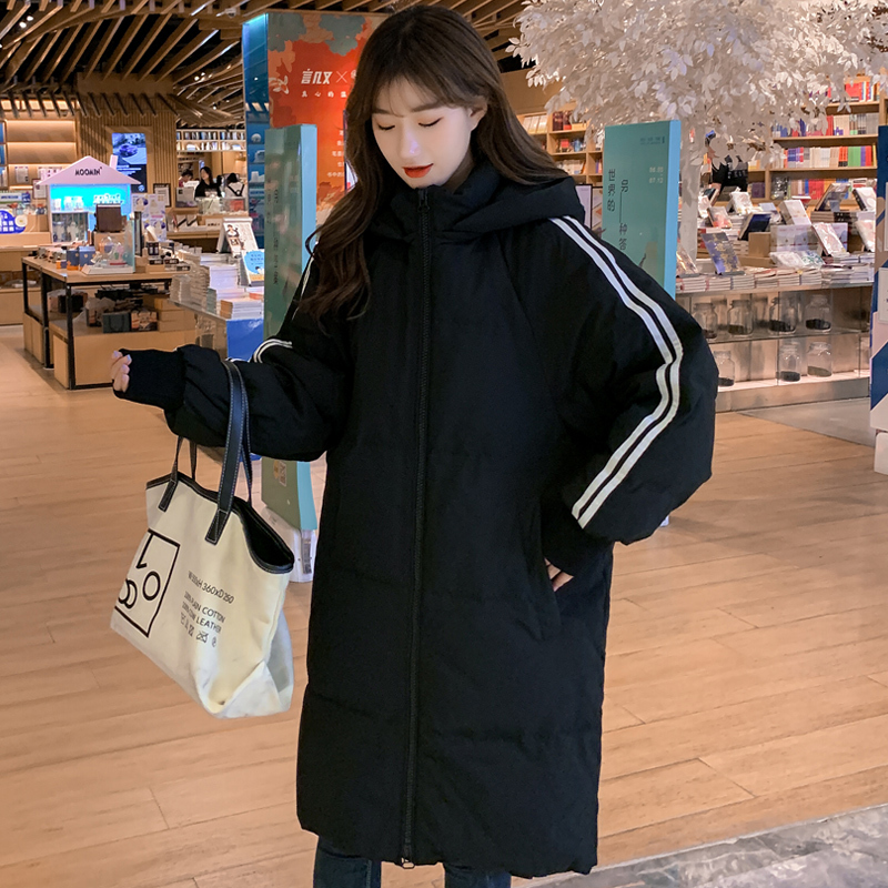 Down cotton padded coat womens long section Korean style loose winter coat padded jacket 201026